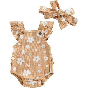 Infant Baby Girl Romper – Floral Ruffled Sleeve‎ Summer Outfit (6–12 Months)